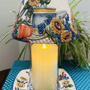 Yankee Candle Sunflower Ceramic Candle Holder with Blue and Yellow Accents